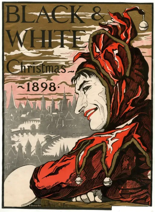 Framed Print : Cover design, Black and White magazine, Christmas 1898 Framed Print : Cover design, Black and White magazine, Christmas 1898