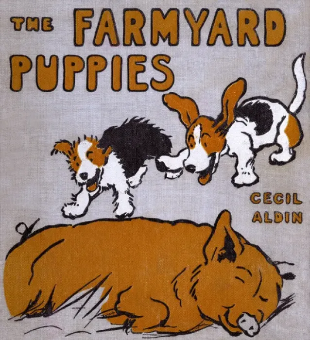 Framed Print : Cover design by Cecil Aldin, The Farmyard Puppies Framed Print : Cover design by Cecil Aldin, The Farmyard Puppies