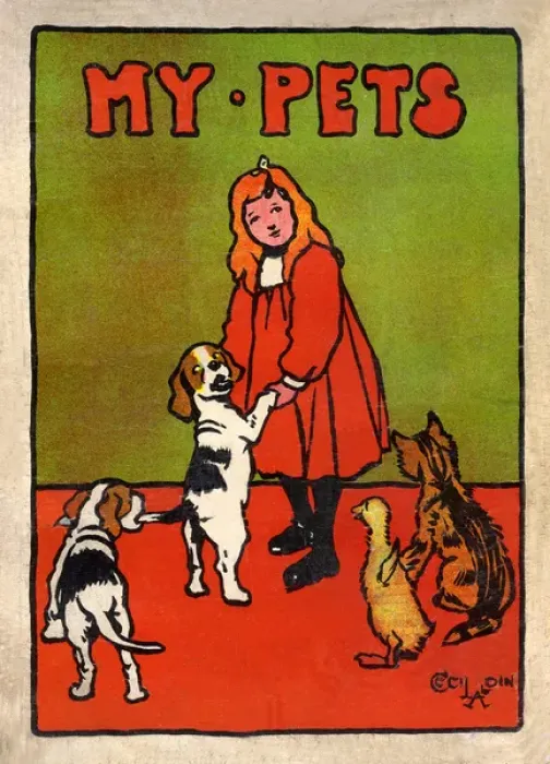 Framed Print : Cover design by Cecil Aldin, My Pets and Their Ways Framed Print : Cover design by Cecil Aldin, My Pets and Their Ways
