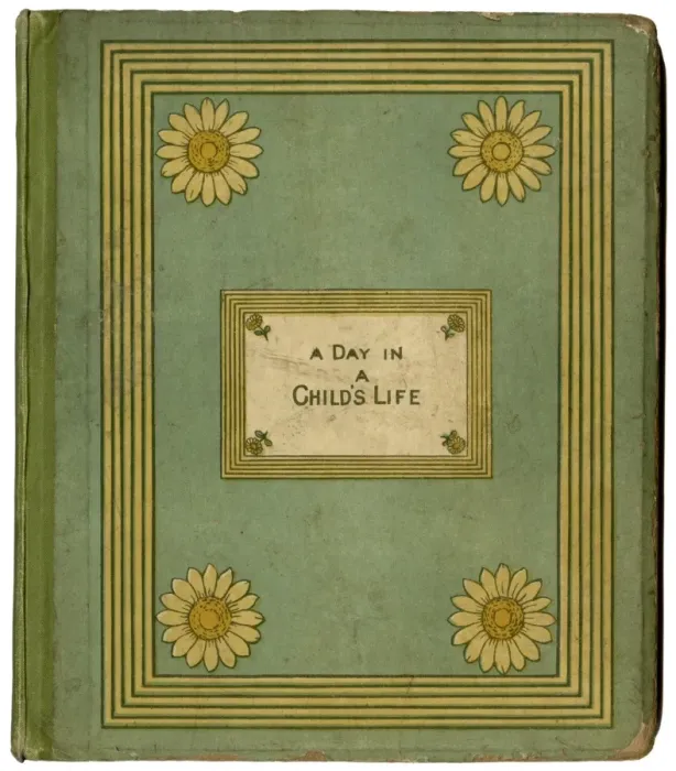 Framed Print : Cover design, A Day in a Childs Life, Kate Greenaway Framed Print : Cover design, A Day in a Childs Life, Kate Greenaway