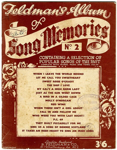 Cover design, Feldmans Album of Song Memories No. 2