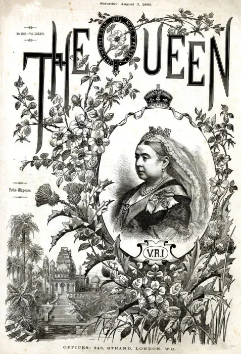 Framed Print : Cover design, The Queen magazine, August 1889 Framed Print : Cover design, The Queen magazine, August 1889