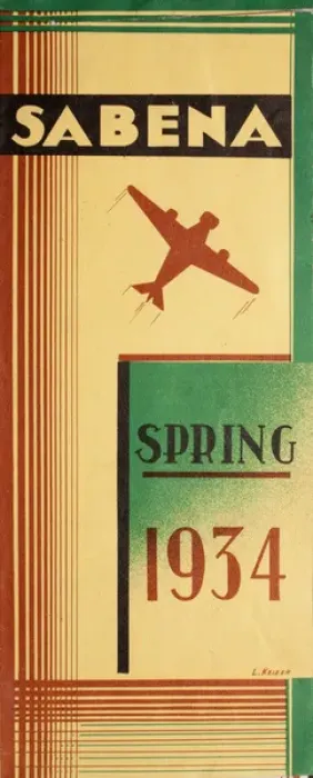 Framed Print : Cover design, Sabena timetable, Spring 1934 Framed Print : Cover design, Sabena timetable, Spring 1934