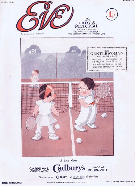 Cover of Eve Magazine 18 August 1926 with a tennis cartoon