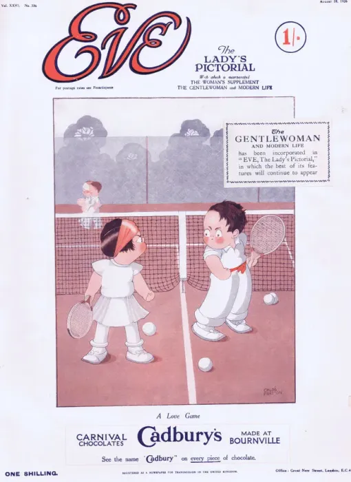 Framed Print : Cover of Eve Magazine 18 August 1926 with a tennis cartoon Framed Print : Cover of Eve Magazine 18 August 1926 with a tennis cartoon