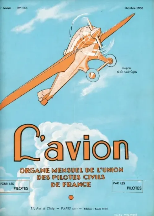 Framed Print : The front cover of LAvion October 1938 Framed Print : The front cover of LAvion October 1938