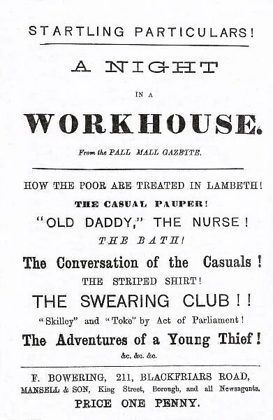 Cover page of pamphlet, A Night in a Workhouse