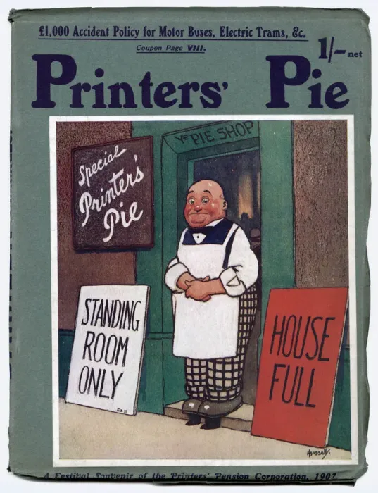 Framed Print : Front cover of Printers Pie magazine, 1907, designed by John Hassall Framed Print : Front cover of Printers Pie magazine, 1907, designed by John Hassall