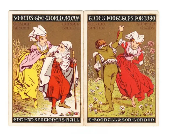 Framed Print : Front and back covers of booklet, Times Footsteps for 1890 Framed Print : Front and back covers of booklet, Times Footsteps for 1890
