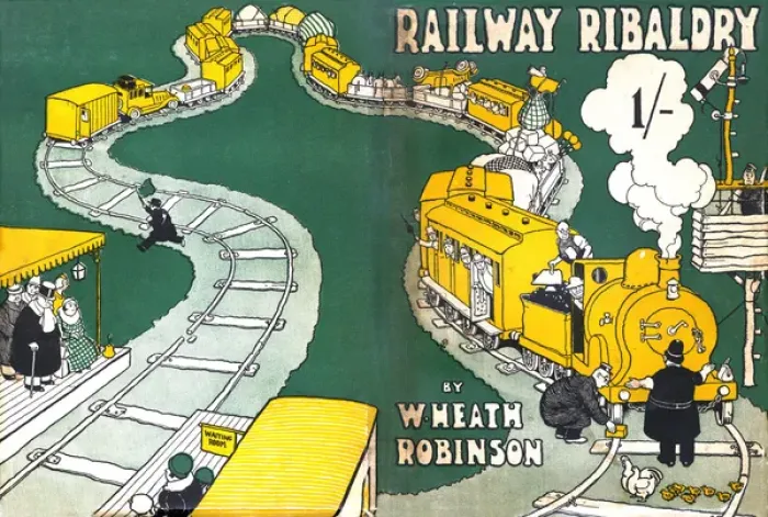 Framed Print : Front and back covers, Railway Ribaldry by W Heath Robinson Framed Print : Front and back covers, Railway Ribaldry by W Heath Robinson