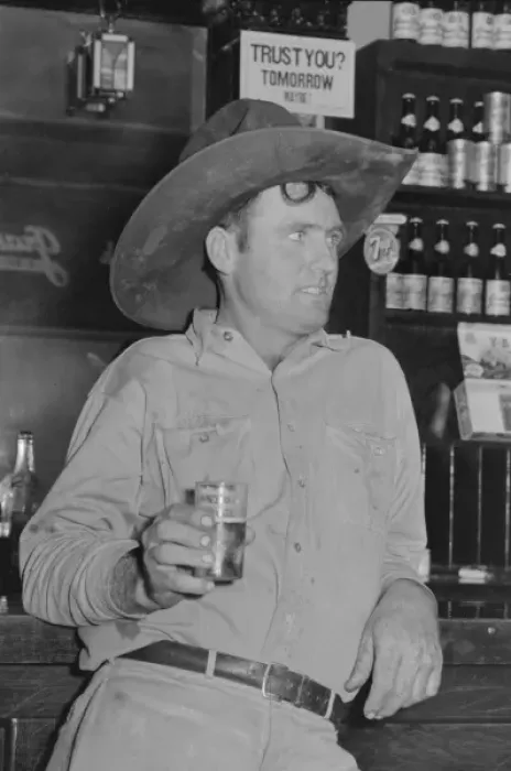Framed Print : Cowboy drinking beer in beer parlor, Alpine, Texas Framed Print : Cowboy drinking beer in beer parlor, Alpine, Texas