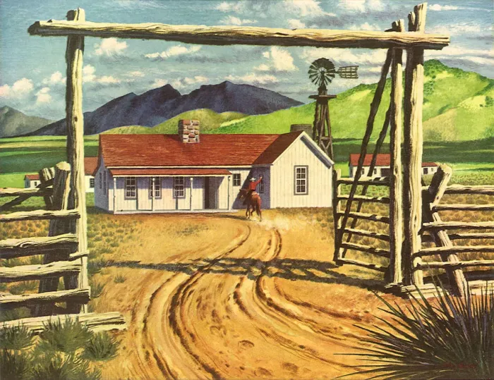 Framed Print : Cowboy and Home on Range Date: 1948 Framed Print : Cowboy and Home on Range Date: 1948