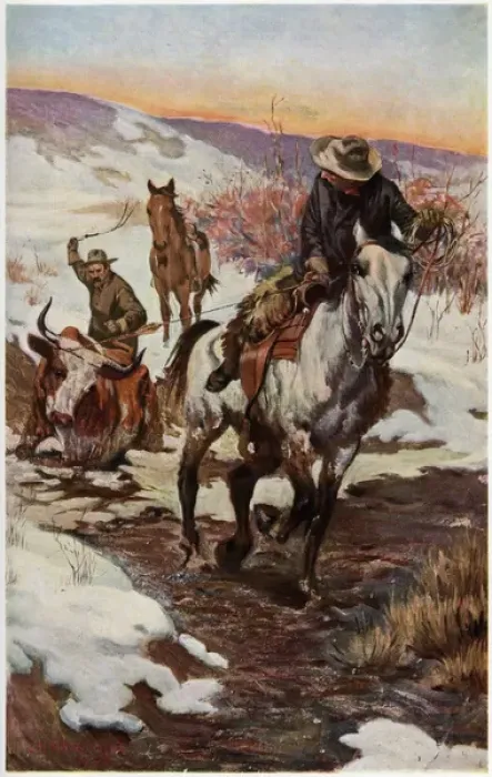 Framed Print : Cowboys Rescuing Cattle Framed Print : Cowboys Rescuing Cattle
