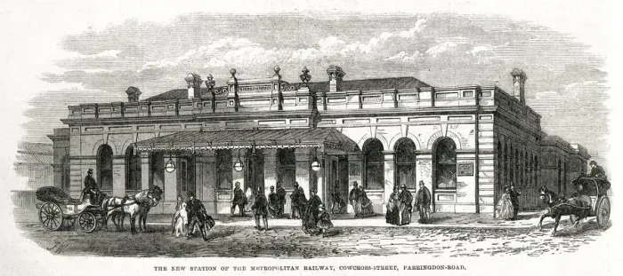 Framed Print : Cowcross-street station 1866 Framed Print : Cowcross-street station 1866