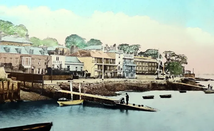 Framed Print : Cowes from the pier, Isle of Wight, Victorian period Framed Print : Cowes from the pier, Isle of Wight, Victorian period