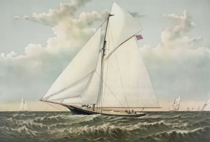 Framed Print : A Crack sloop in a race to windward: Yacht Gracie of New Yor Framed Print : A Crack sloop in a race to windward: Yacht Gracie of New Yor
