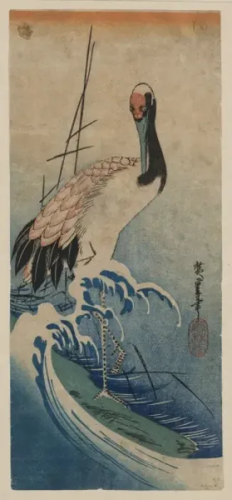 Framed Print : Crane in Waves Framed Print : Crane in Waves