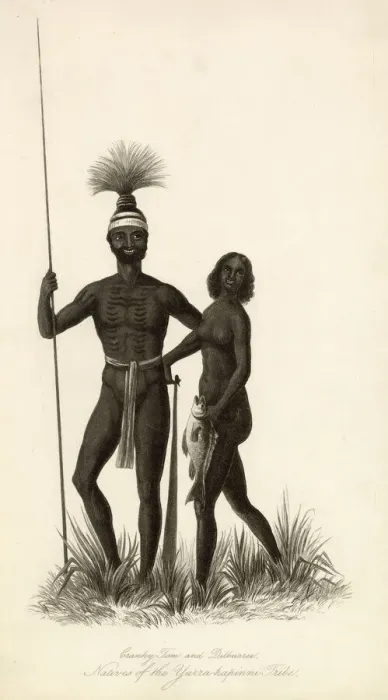 Framed Print : Cranky Tom and Dilburree, of the Yarra-Hapinni tribe Date: circa 1840 Framed Print : Cranky Tom and Dilburree, of the Yarra-Hapinni tribe Date: circa 1840