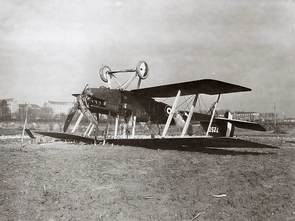Crashed BE2E biplane, Bailleul, Northern France, WW1