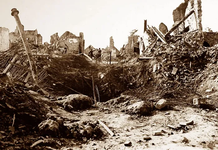 Framed Print : Mine crater, La Bassee, France on 3rd October 1918 Framed Print : Mine crater, La Bassee, France on 3rd October 1918