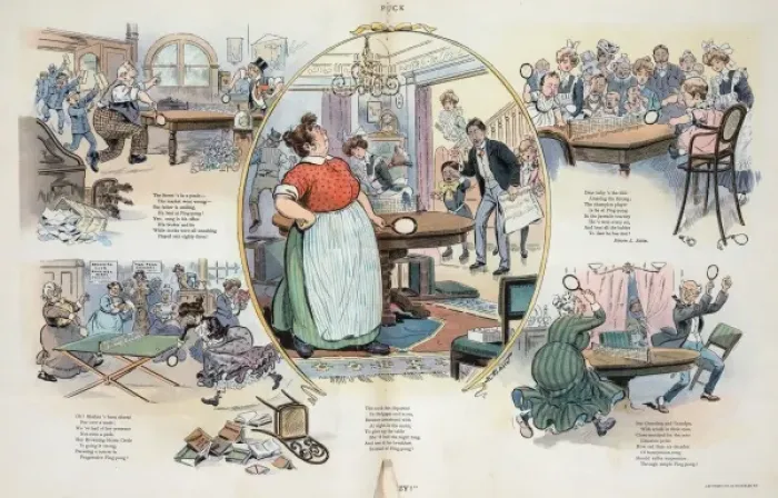 Framed Print : Crazy. Illustration shows the effect of the recent craze for playing ping pong Framed Print : Crazy. Illustration shows the effect of the recent craze for playing ping pong