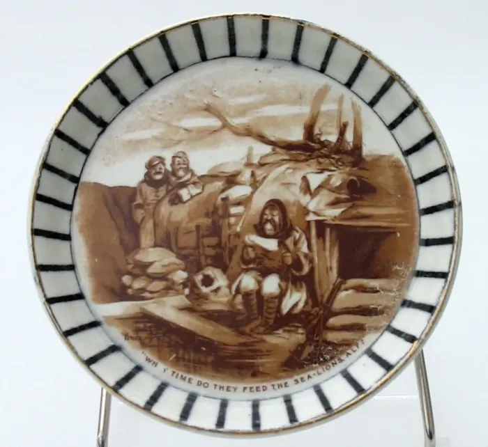 Framed Print : Cream pottery pin tray - WWI - Bairnsfatherware Framed Print : Cream pottery pin tray - WWI - Bairnsfatherware
