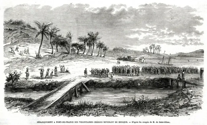 Framed Print : Creole Volunteer Soldiers Debark at Fort-de-France Framed Print : Creole Volunteer Soldiers Debark at Fort-de-France