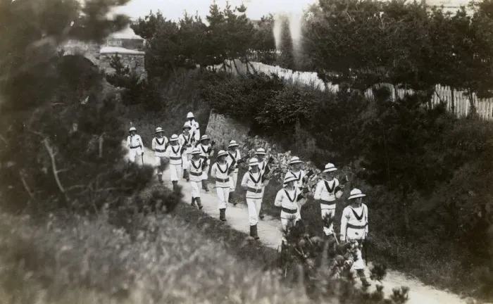 Framed Print : Crew of HMS Danae on parade, Hong Kong, China Framed Print : Crew of HMS Danae on parade, Hong Kong, China