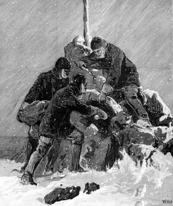 Framed Print : The Crew of the Pandora Recovering Mail from the Cairn on Framed Print : The Crew of the Pandora Recovering Mail from the Cairn on