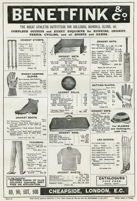 Framed Print : Cricket Equipment, Benetfink & Co, Sports Outfitters Framed Print : Cricket Equipment, Benetfink & Co, Sports Outfitters