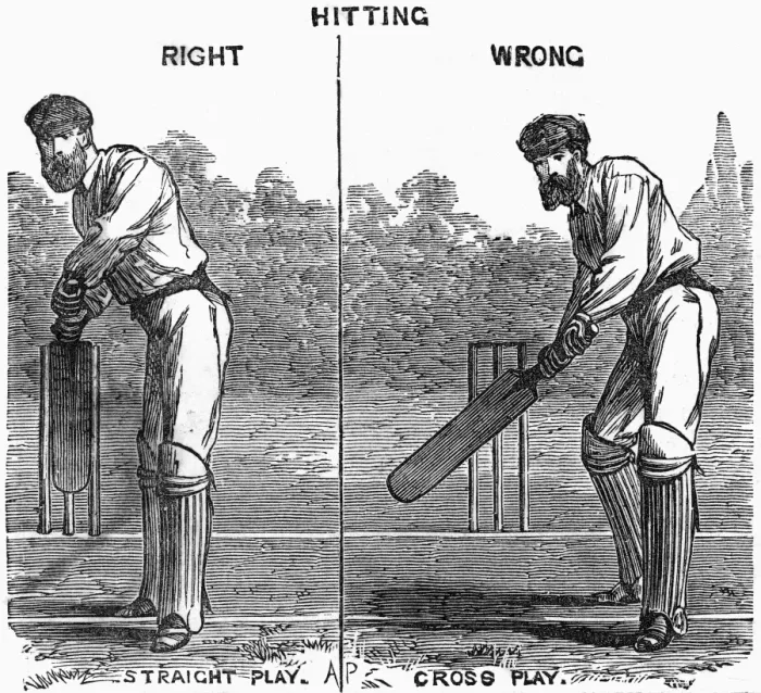 Framed Print : Cricket the right and wrong way of batting Framed Print : Cricket the right and wrong way of batting