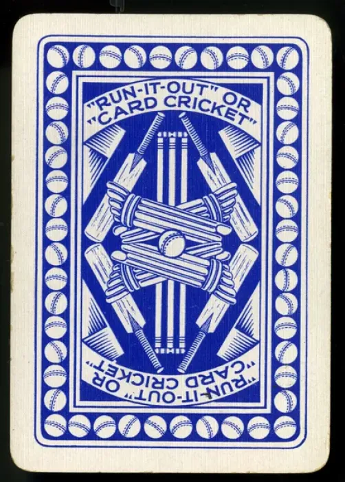 Framed Print : Cricket - Run-It-Out card game - card back, blue Framed Print : Cricket - Run-It-Out card game - card back, blue