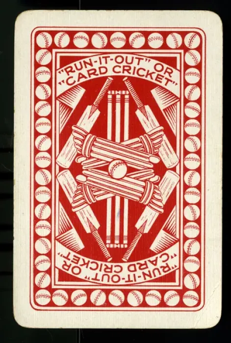 Framed Print : Cricket - Run-It-Out card game - card back, red Framed Print : Cricket - Run-It-Out card game - card back, red