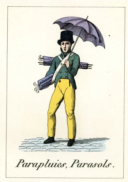 Framed Print : Cries of Paris - seller of umbrellas and parasols Framed Print : Cries of Paris - seller of umbrellas and parasols