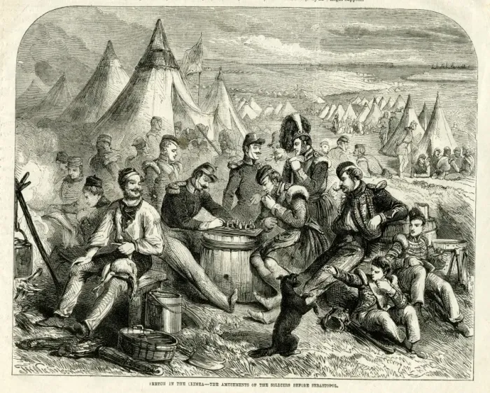Framed Print : Crimean War, playing chess before Sebastopol Framed Print : Crimean War, playing chess before Sebastopol