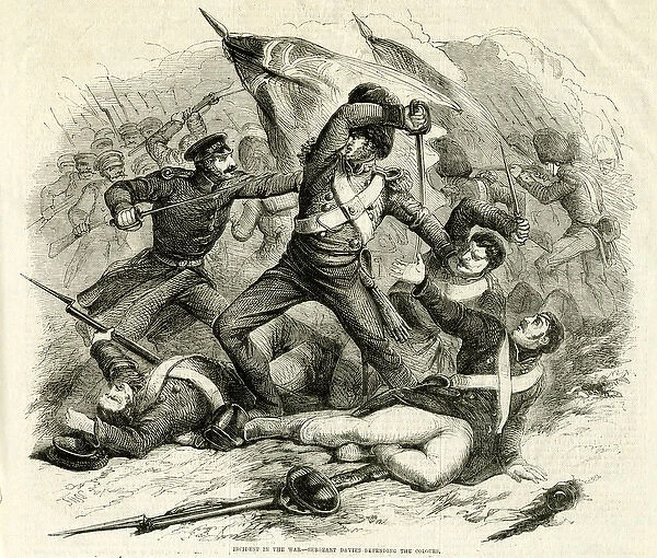 Crimean War, Sergeant Davies defending the colours