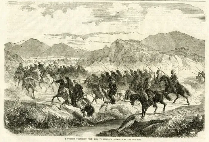 Framed Print : Crimean War, Turks attacked by Cossacks Framed Print : Crimean War, Turks attacked by Cossacks