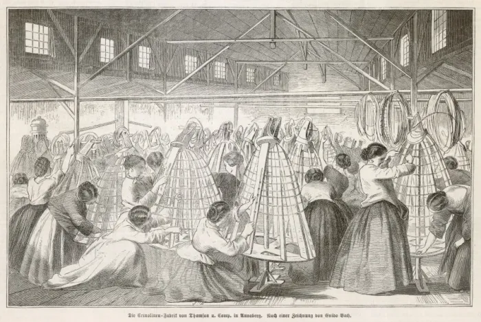 Framed Print : Crinoline Manufacture Framed Print : Crinoline Manufacture