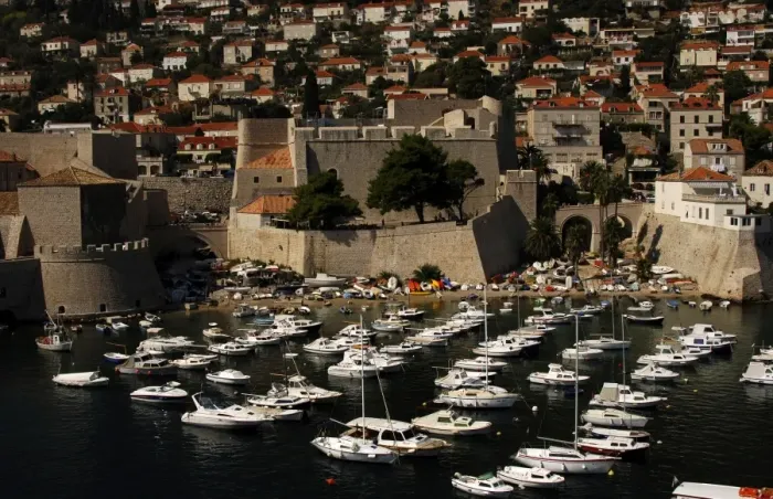 Framed Print : CROATIA. DUBROVNIK. View of Old Port and Fort Revelin Framed Print : CROATIA. DUBROVNIK. View of Old Port and Fort Revelin
