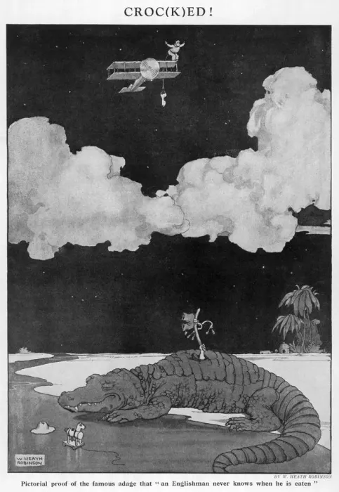 Framed Print : Croc(k)ed! by William Heath Robinson Framed Print : Croc(k)ed! by William Heath Robinson