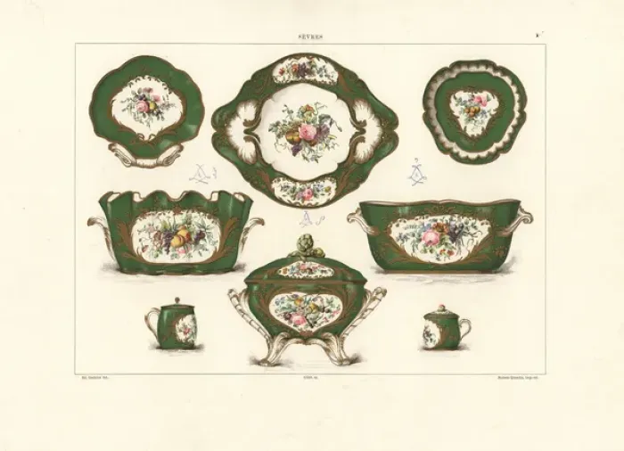 Framed Print : Crockery service by Sevres circa 1760 Framed Print : Crockery service by Sevres circa 1760