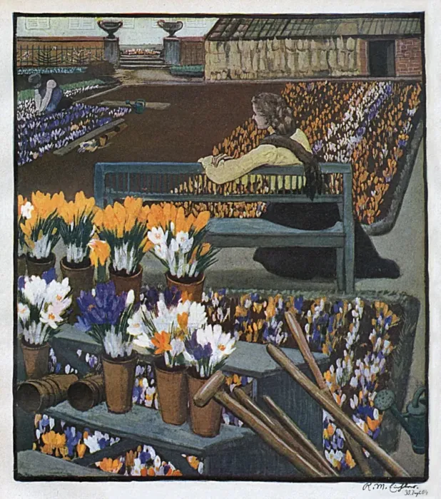 Framed Print : Crocus Garden 1904 Framed Print : Crocus Garden 1904