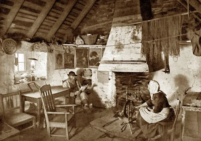 Framed Print : Crofters cottage, Shetland Isles early 1900's Framed Print : Crofters cottage, Shetland Isles early 1900's
