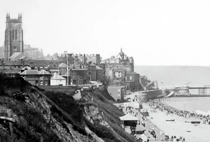 Framed Print : Cromer Church, beach and pier, Victorian period Framed Print : Cromer Church, beach and pier, Victorian period