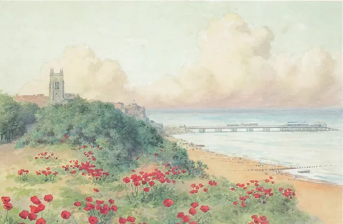 Framed Print : Cromer, Norfolk - View toward Town, Church and Pier Framed Print : Cromer, Norfolk - View toward Town, Church and Pier