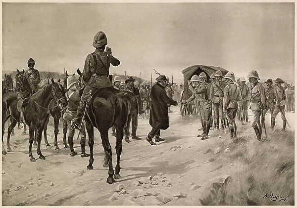 Cronje surrenders at Paardeberg. Date: 1900