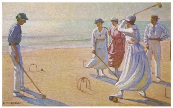 Framed Print : Croquet on the Beach Framed Print : Croquet on the Beach