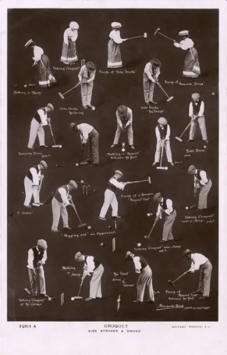 Framed Print : Croquet - postcard illustrating side strokes and drives Framed Print : Croquet - postcard illustrating side strokes and drives