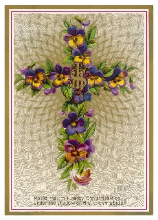 Framed Print : Cross with Pansies Framed Print : Cross with Pansies