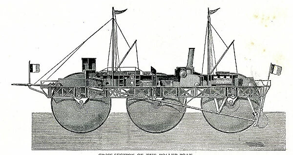 Cross-section of Bazin's Roller Boat Steamer